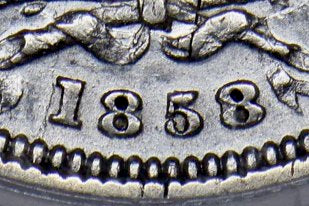 1858/6 Shilling Second young head S3904 ESC 3012 Rare (R?) CGS25