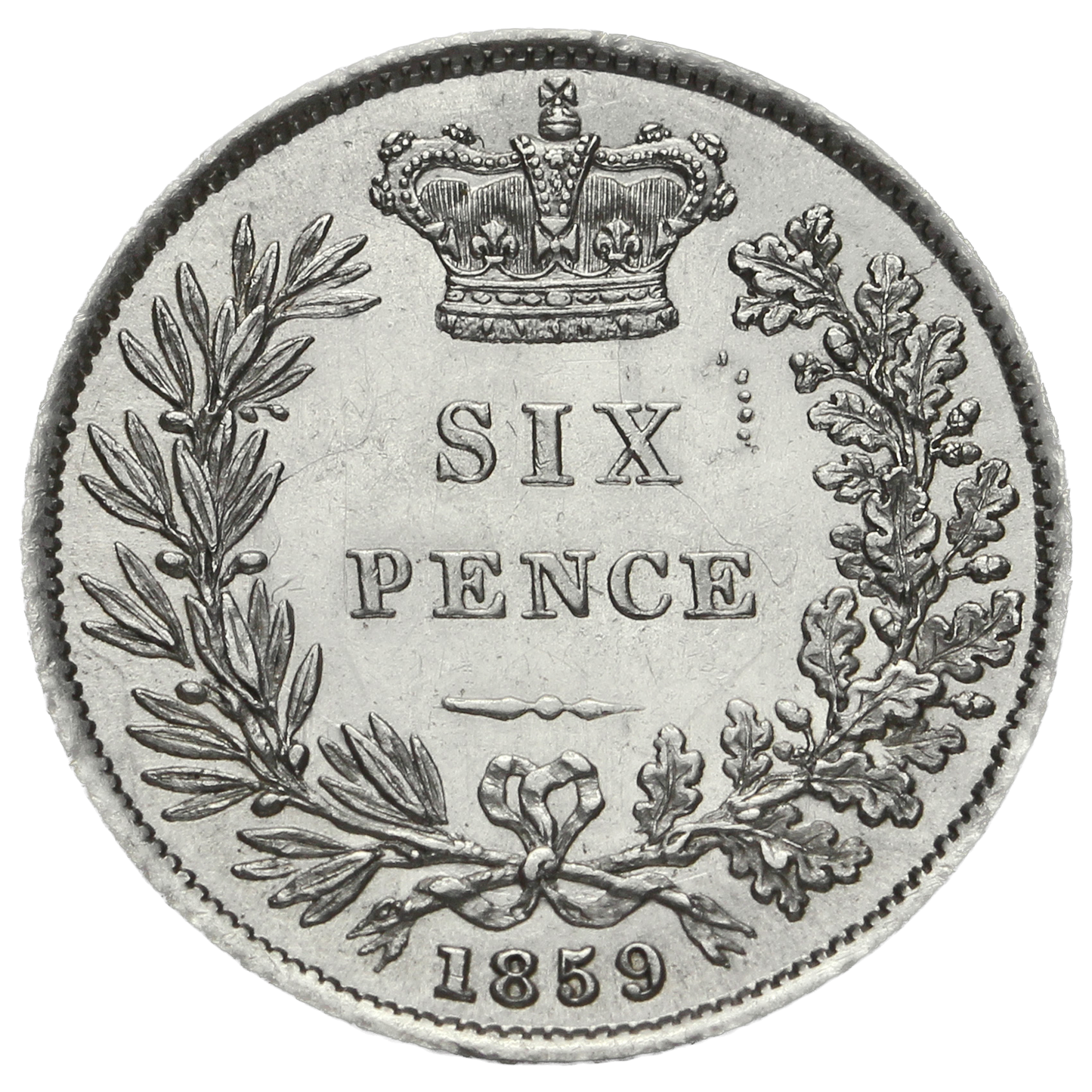 1859 Sixpence First young head S3908 ESC 3203 Rare GEF