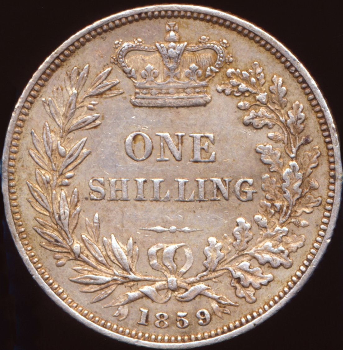 1859 Shilling Second young head S3904 ESC 3015 NEF