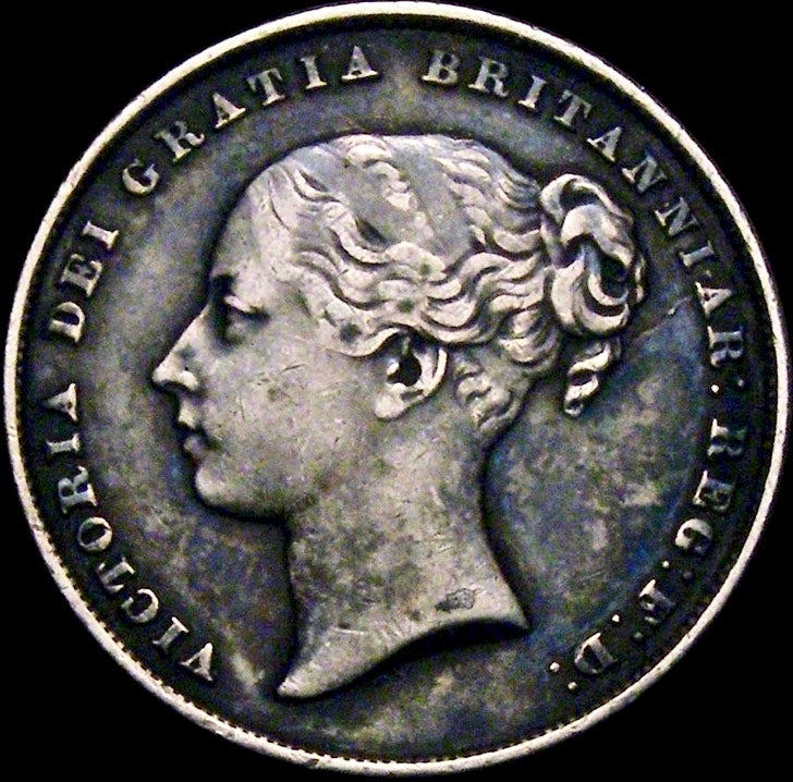 1859/8 Shilling Second young head S3904 ESC 3016 Extremely rare (R3) GF
