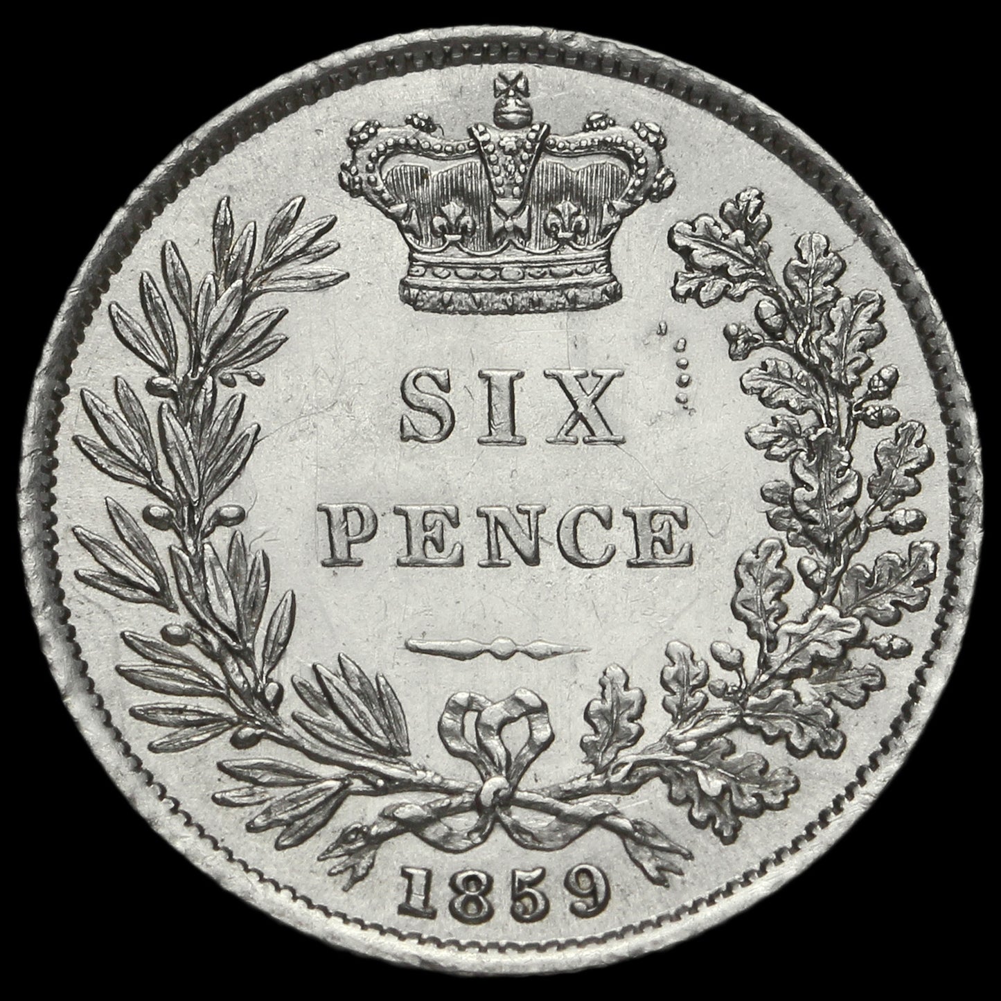 1859 Sixpence First young head S3908 ESC 3203 Rare GEF
