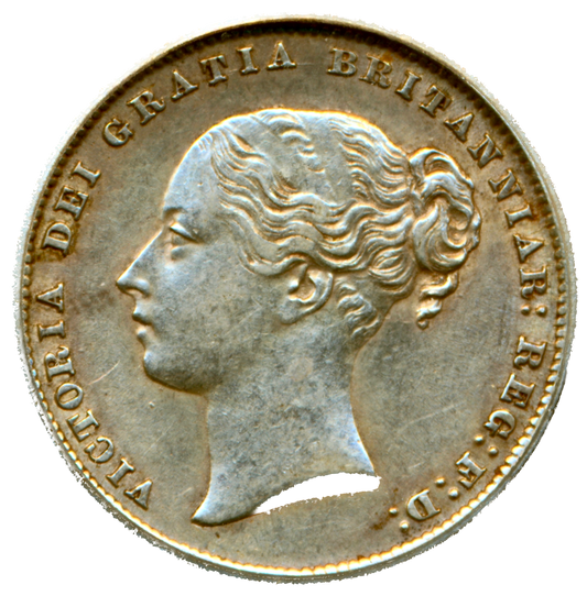 1860 Shilling Second young head S3904 ESC 3018 Rare AUNC ICG AU 50