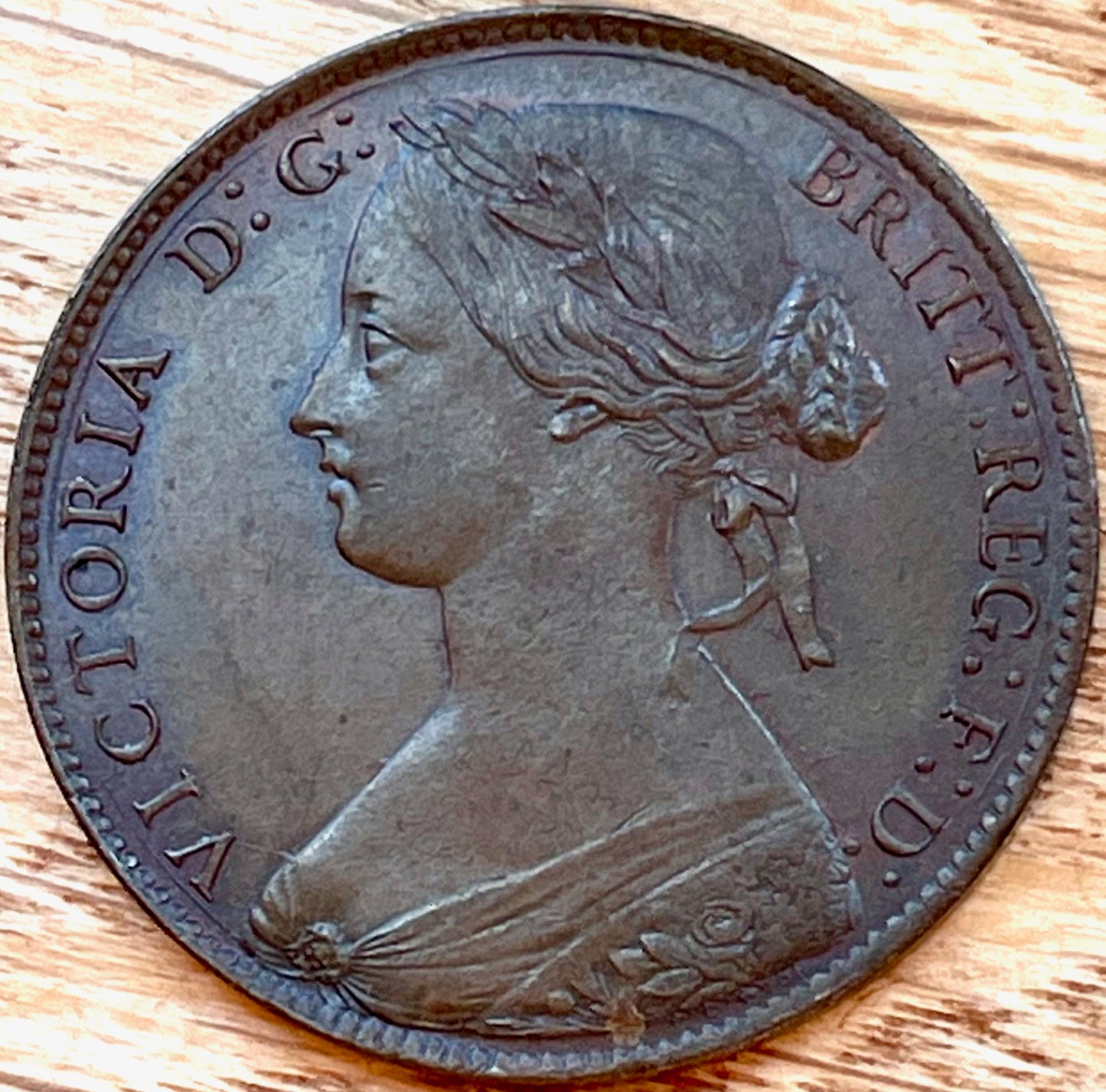 1860 Penny S3954 F15 Obv 4 Rev D AUNC