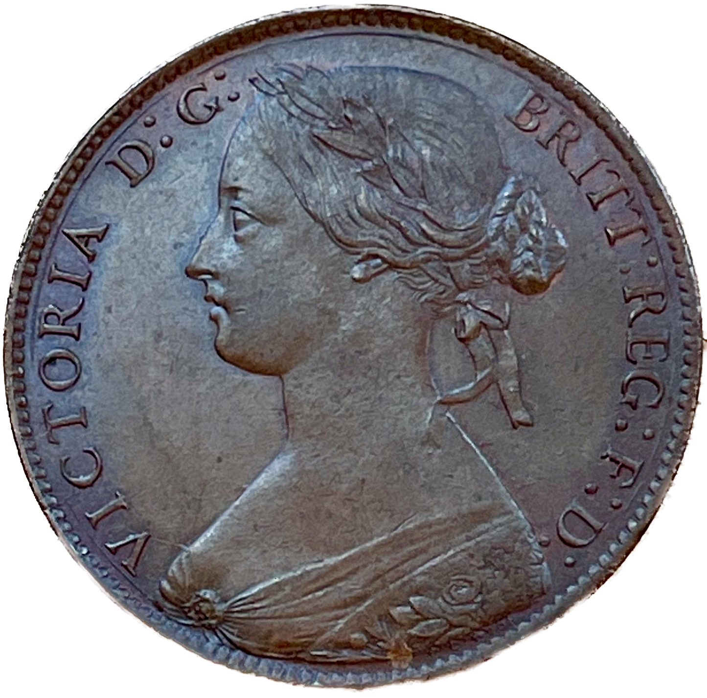 1860 Penny S3954 F15 Obv 4 Rev D AUNC