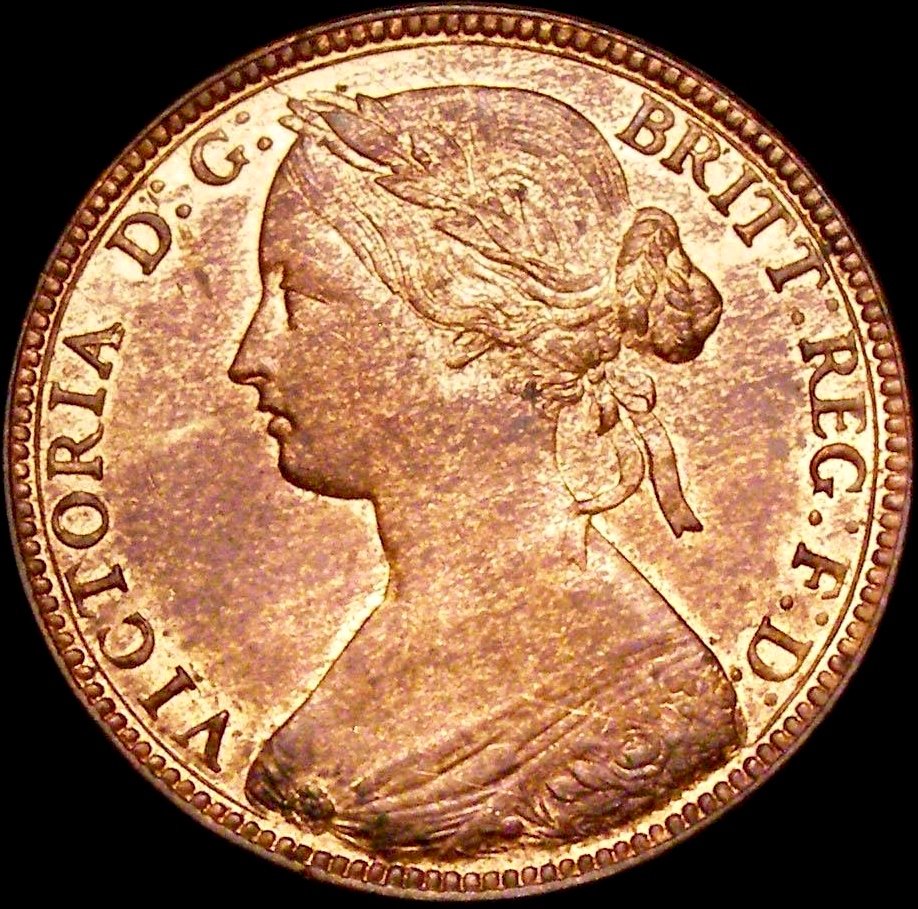 1860 Penny S3954 F10 N over sideways N Satin 11 UNC