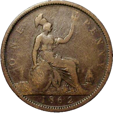 1862 8 over 6 Penny S3954 F39A Obv 6 Rev G Excessively rare (R18) NF