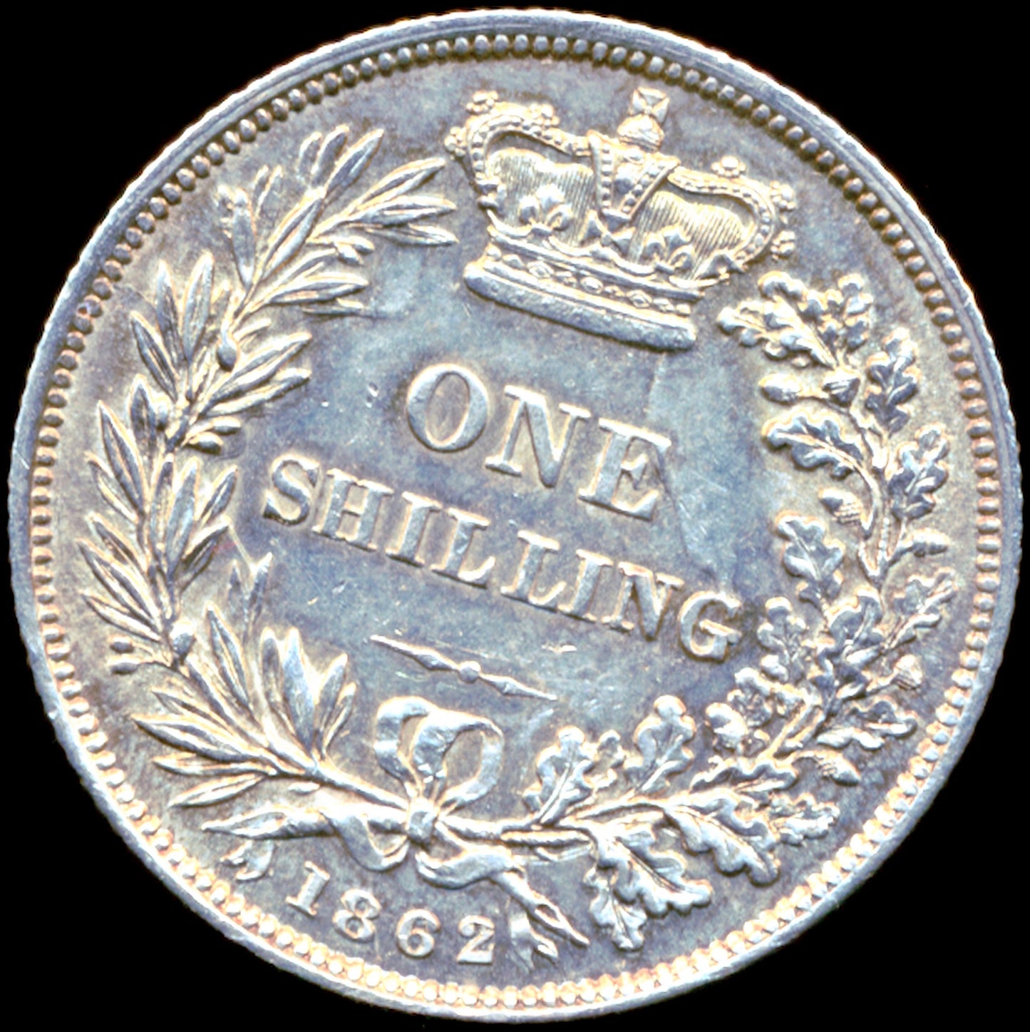 1862 Shilling Second young head S3904 ESC 3021 Very rare (R2) UNC