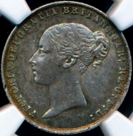 1862 Sixpence First young head S3908 ESC 3207 Extremely rare (R3) AUNC NGC AU 58