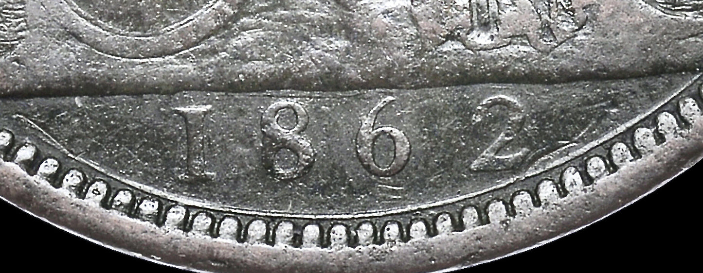 1862 8 over 6 Penny S3954 F39A Obv 6 Rev G Excessively rare (R18) GF