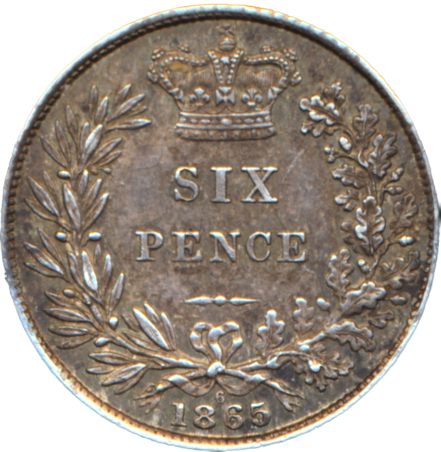 1865 Sixpence First young head die 6 S3909 ESC 3212 Rare EF