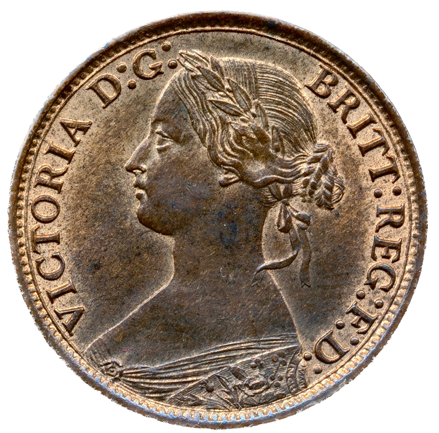 1865 Farthing S3958 F 512 Small 8 UNC