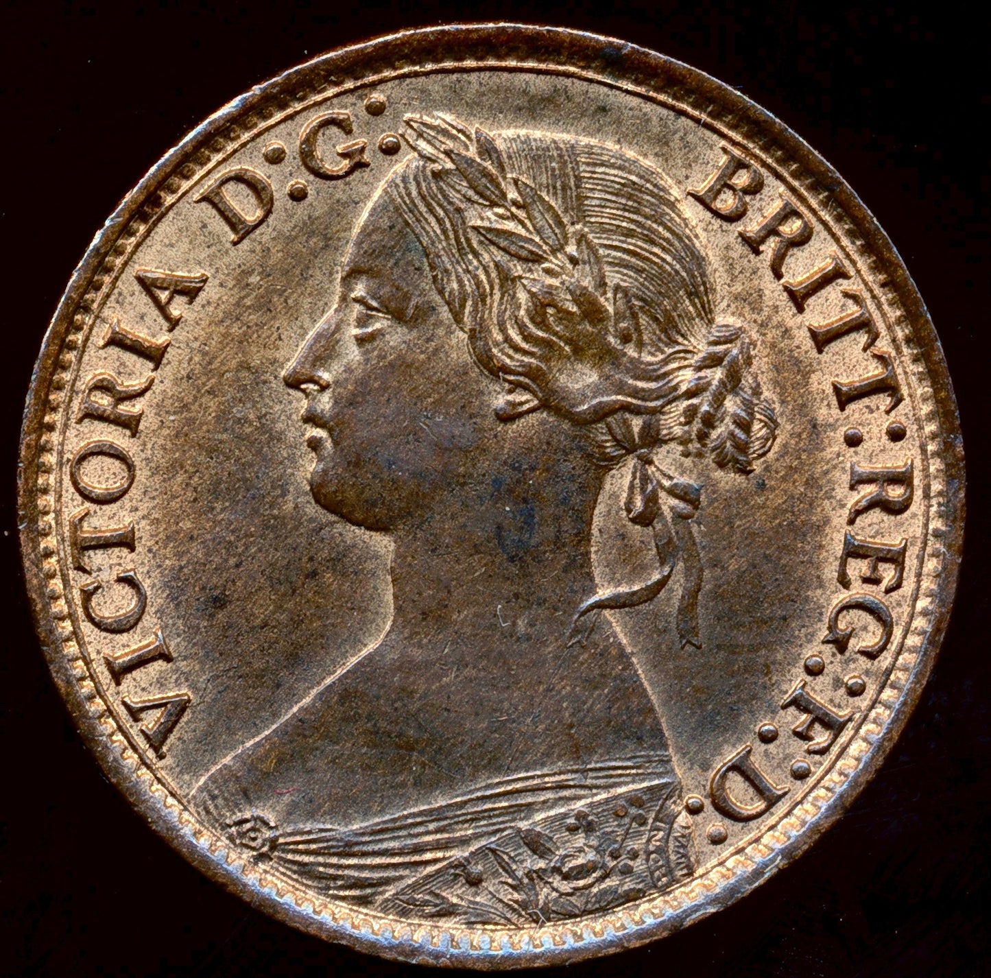 1865 Farthing S3958 F 512 Small 8 UNC