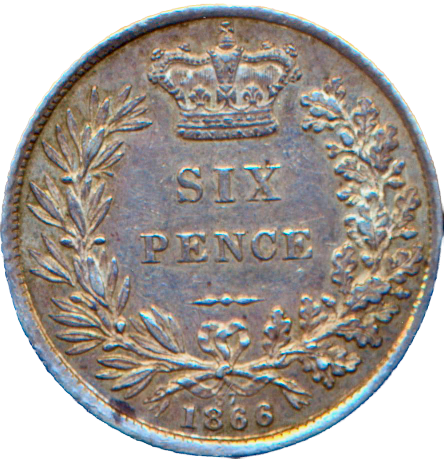 1866 Sixpence First young head die 37 S3909 ESC 3213 GEF