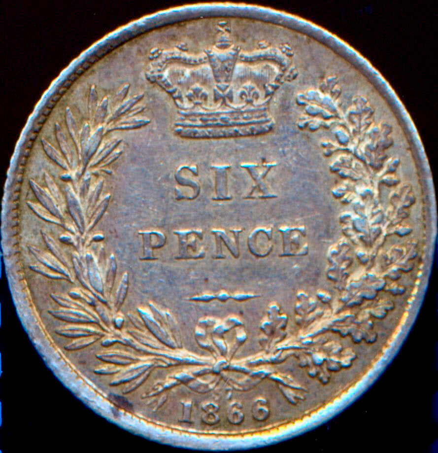 1866 Sixpence First young head die 37 S3909 ESC 3213 GEF