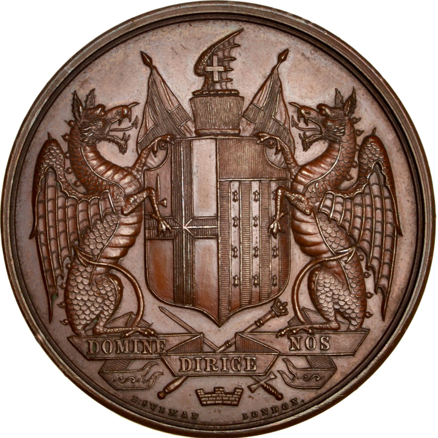 1866 Working Classes Industrial Exhibition 56mm copper medal BHM 2871 Very rare