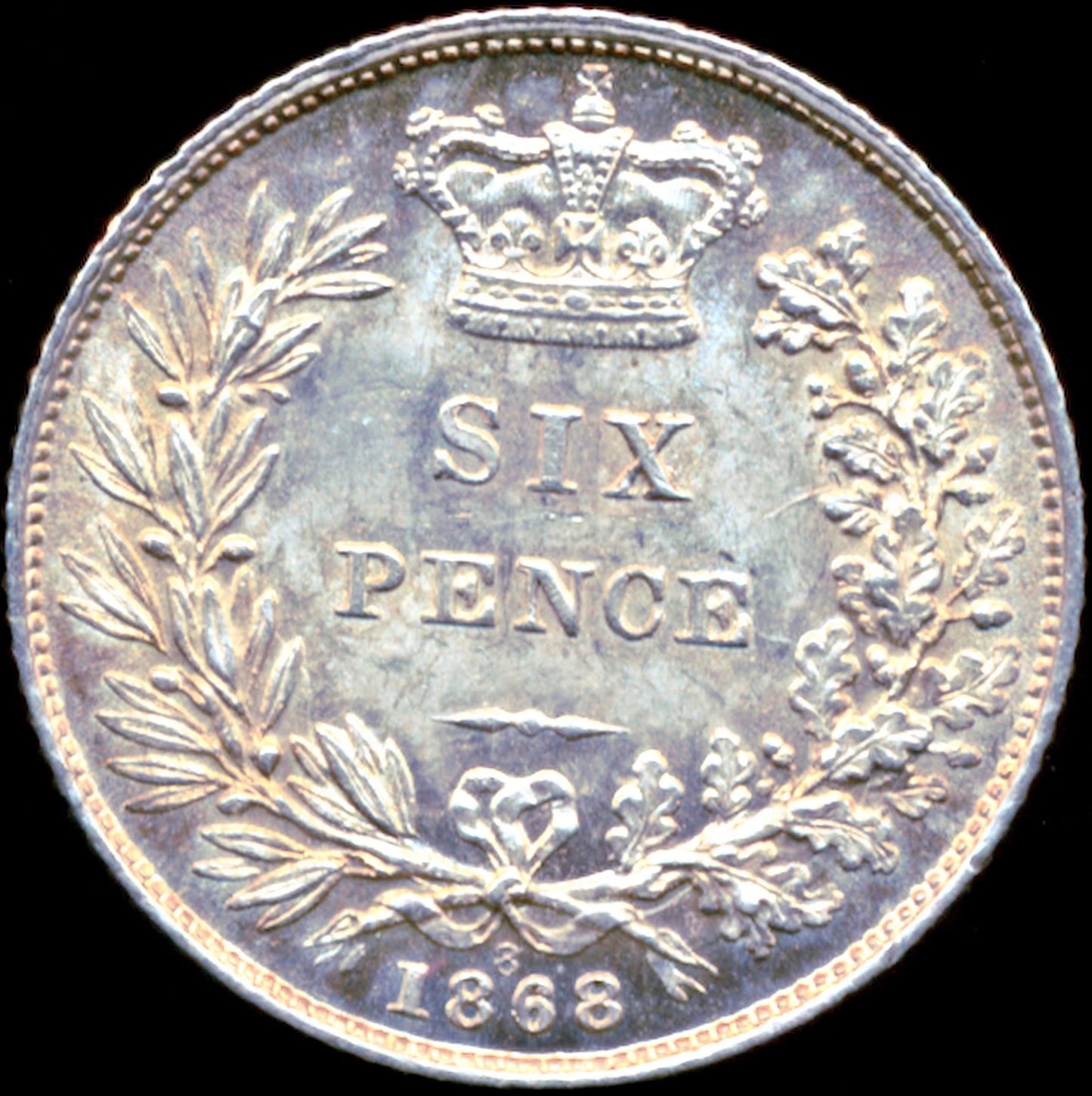 1868 Sixpence Second young head die 8 S3910 ESC 3218 Very rare (R2) AUNC