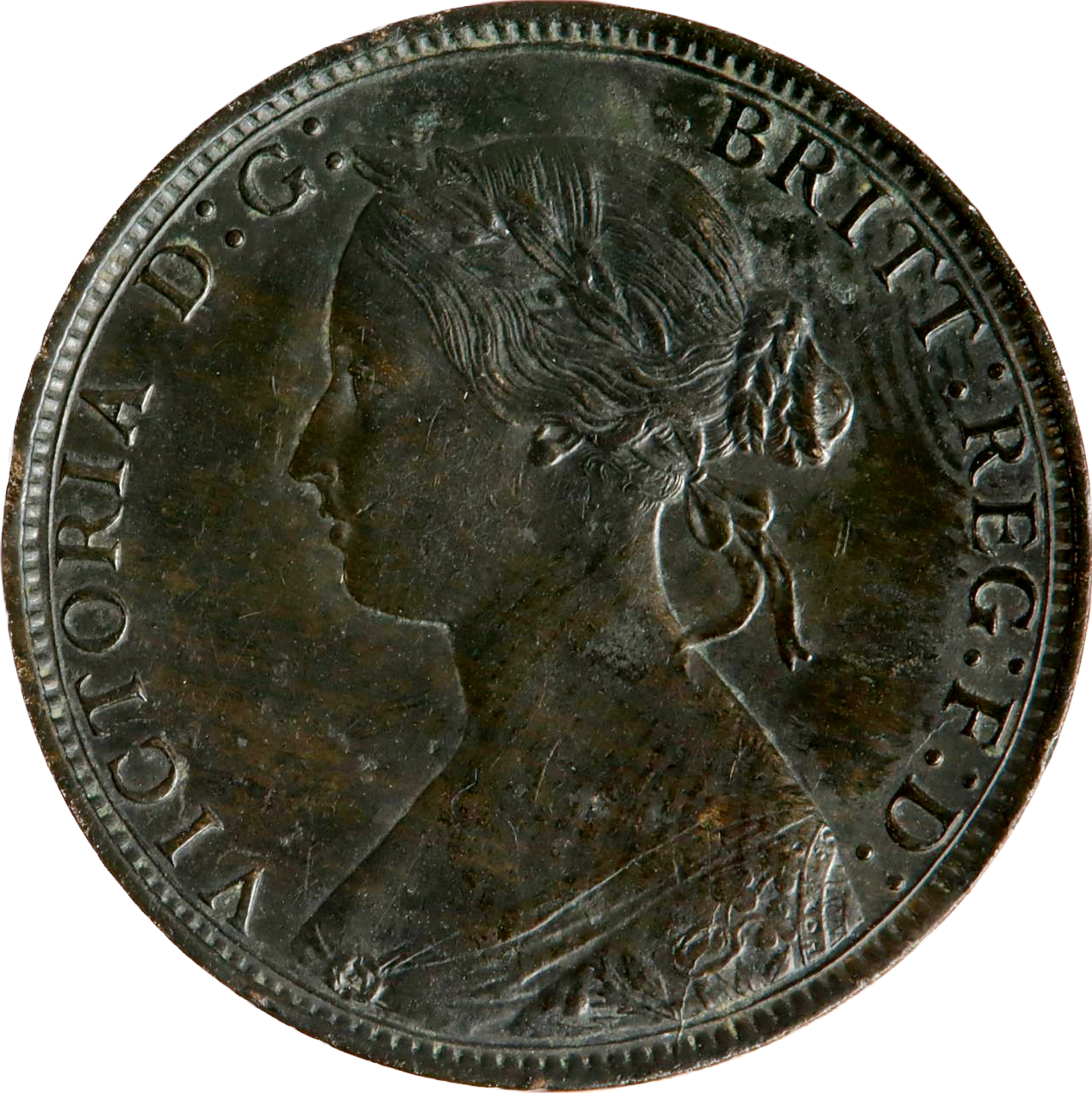 1869 Halfpenny F306 Rare NEF