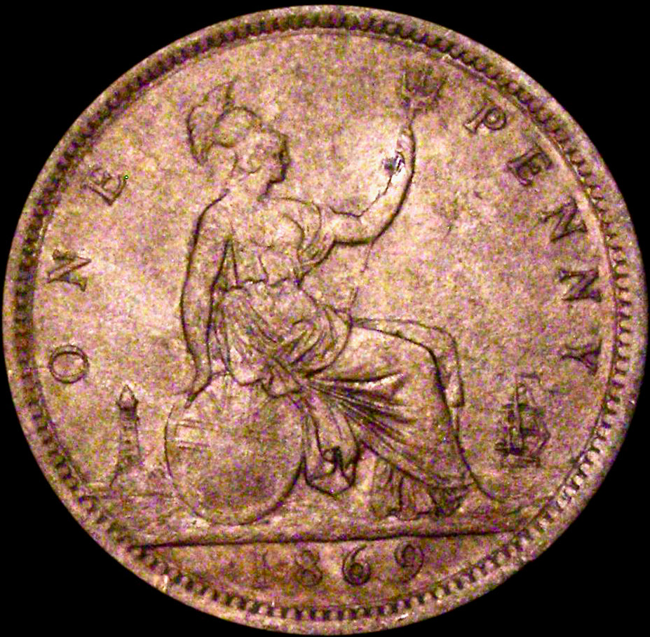 1869 Penny F59 Extremely rare (R11) GVF (but porous)