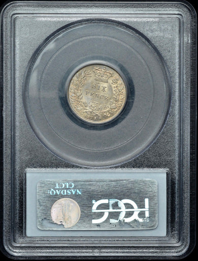 1871 Sixpence Second young head Tilted 7 Die 27 S3910 ESC 3223var Rare Choice UNC MS66