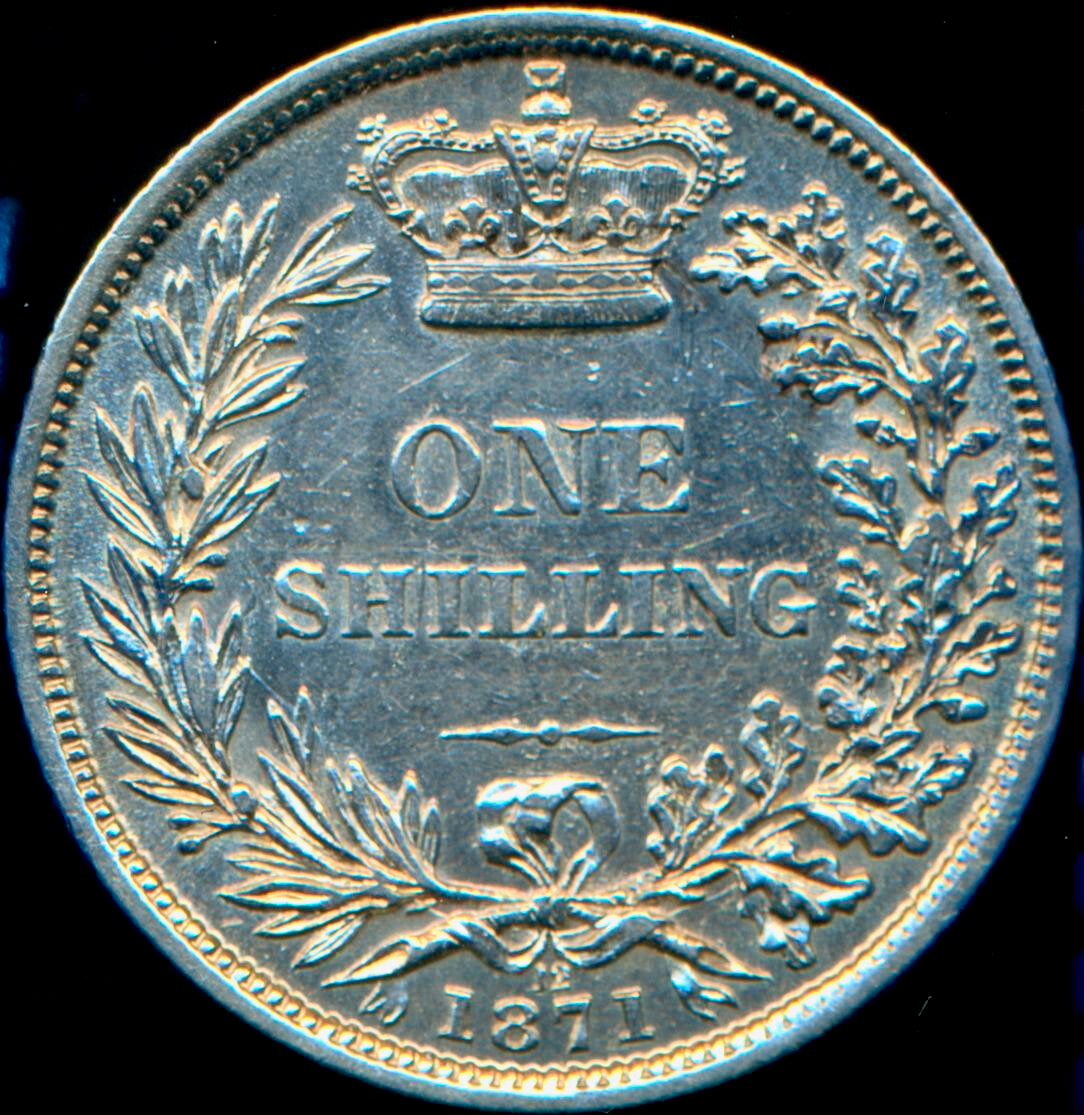 1871 Shilling Third young head die 12 S3906A ESC 3039 NEF/EF