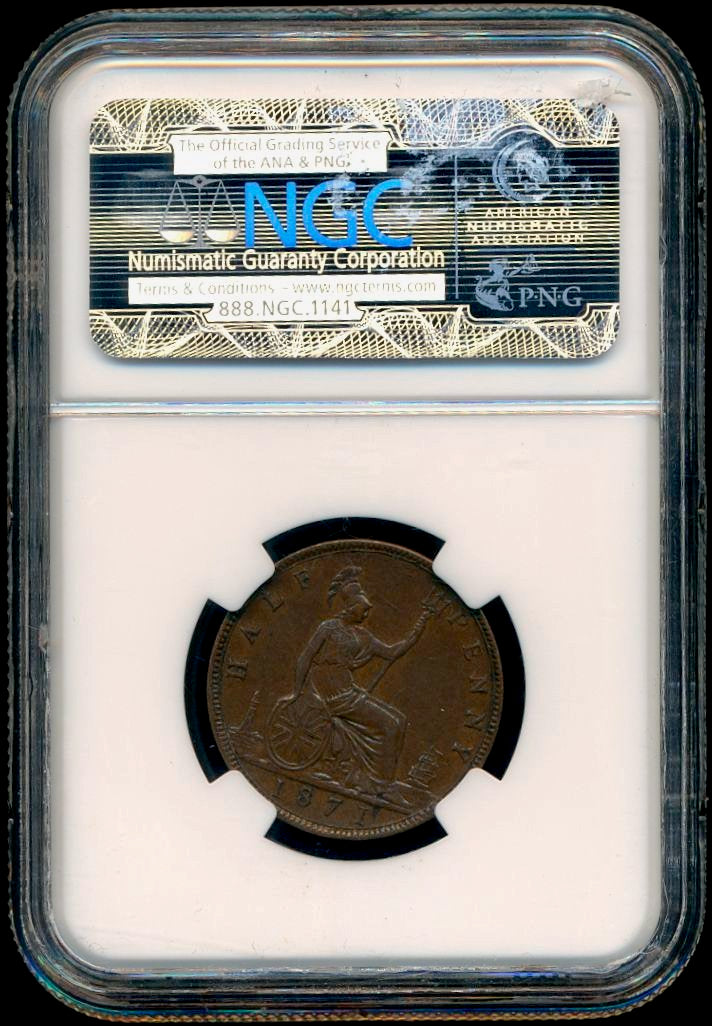 1871 Halfpenny F308 Rare (R12) AUNC AU53BN
