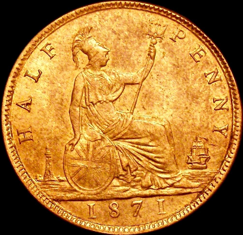 1871 Halfpenny F308 Rare (R12) UNC