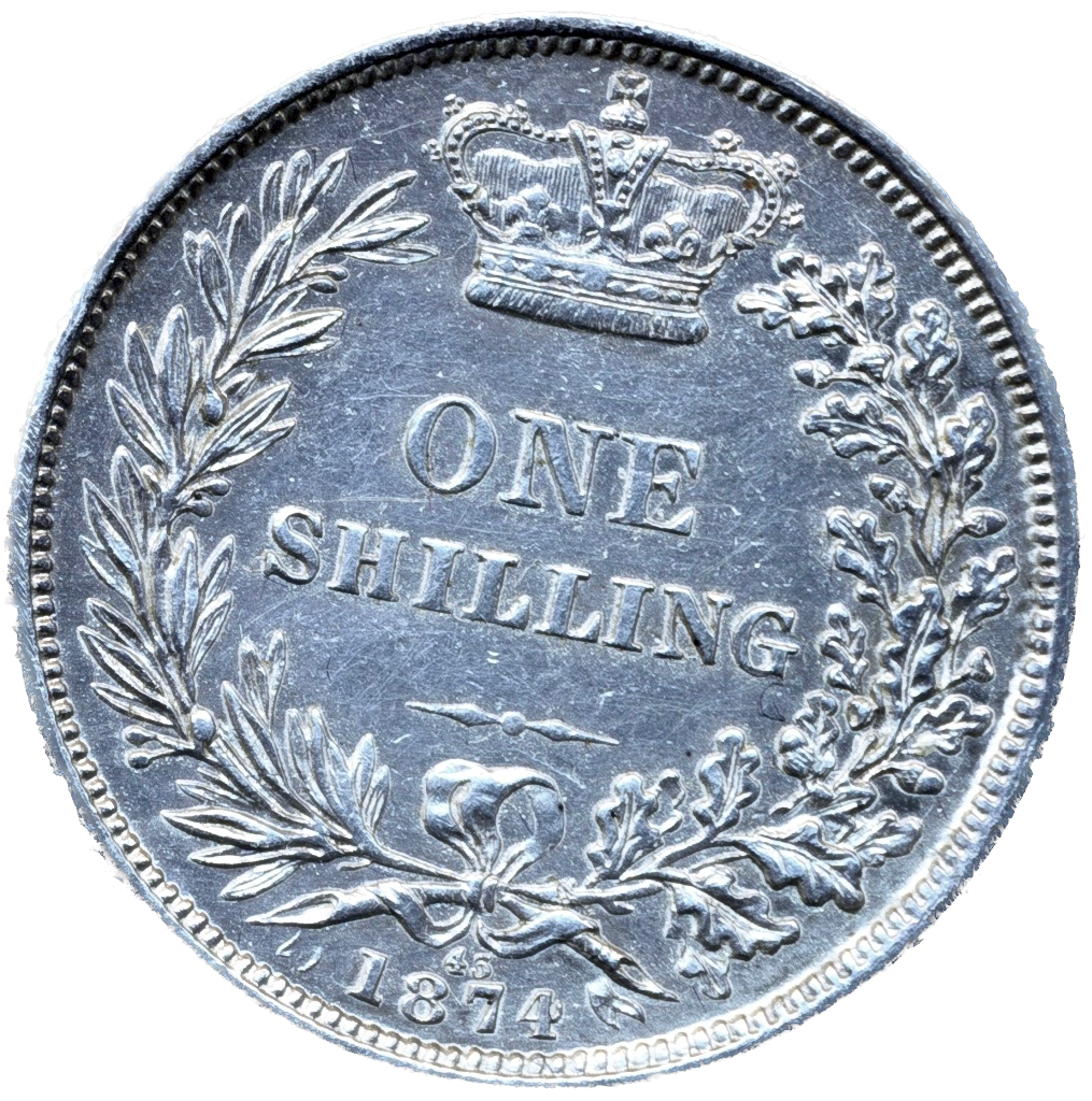 1874 Shilling Third young head die 43 S3906A ESC 3044 plain 4 EF