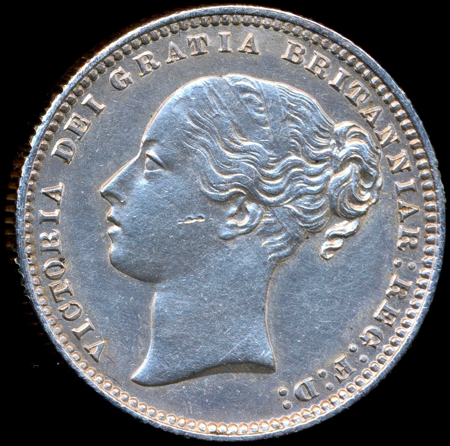 1874 Shilling Third young head die 43 S3906A ESC 3044 plain 4 EF