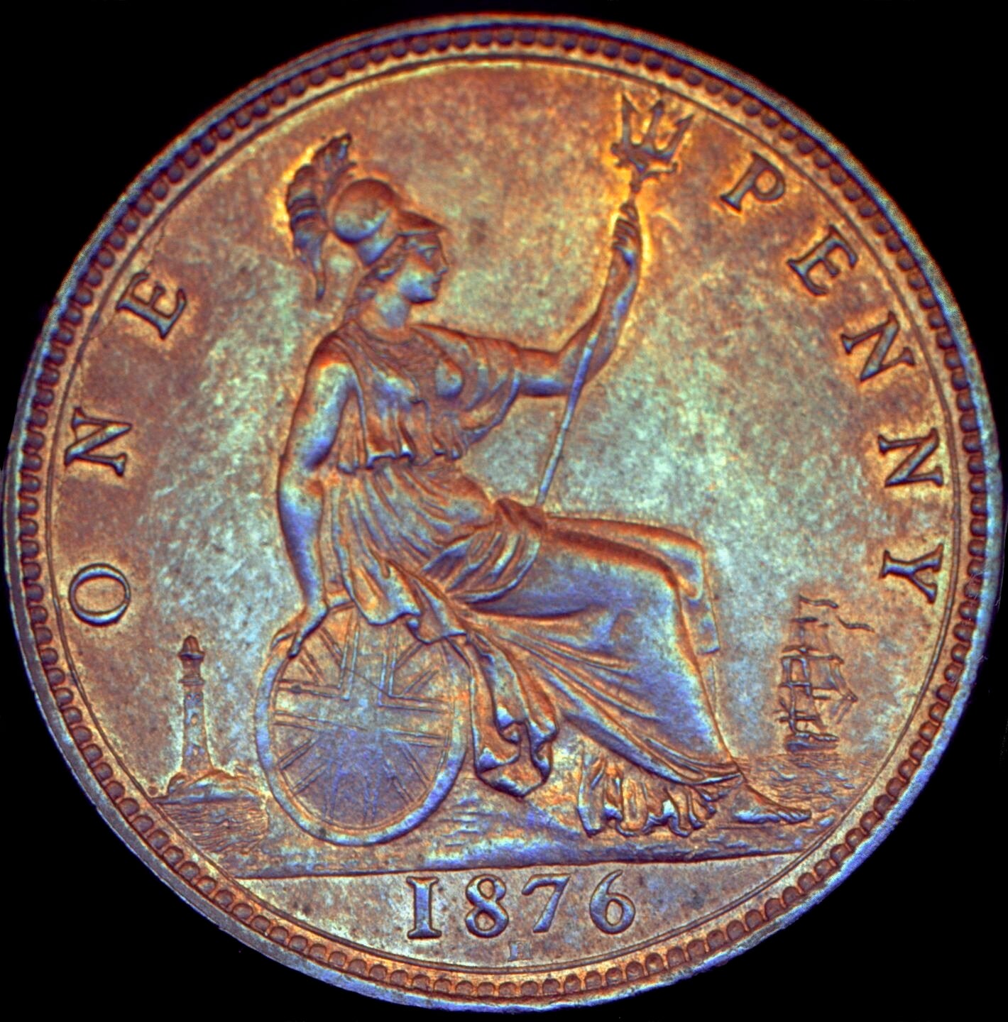 1876H Penny F89 Obv 8 Rev K AUNC