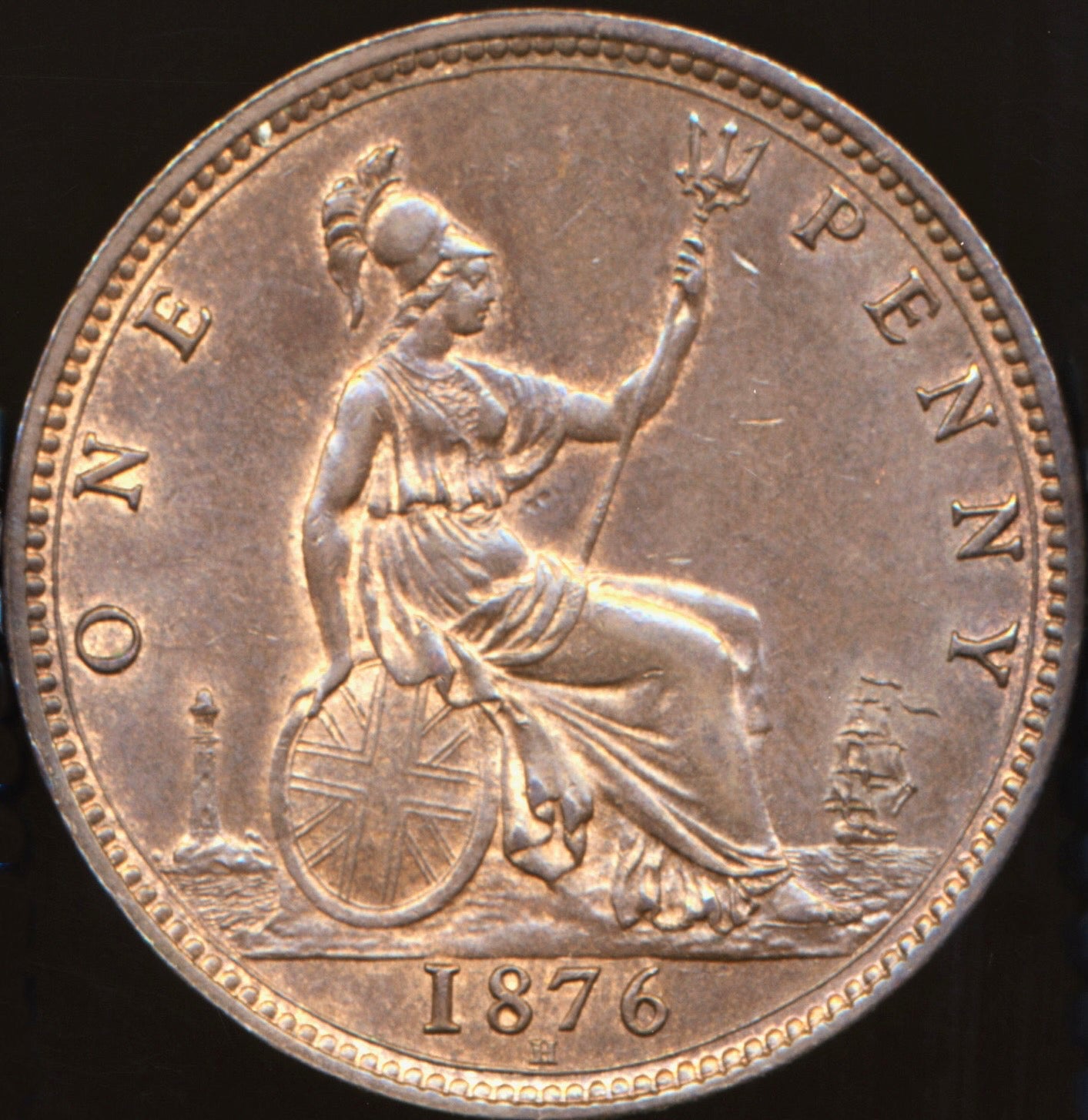 1876H Penny F89 Obv 8 Rev K GEF