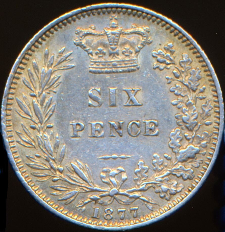 1877 Sixpence Second young head No die number S3911 ESC 3243 Scarce GEF