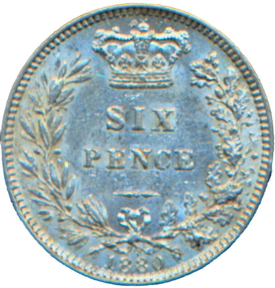 1880 Sixpence Third young head S3912 ESC 3248 Rare GEF