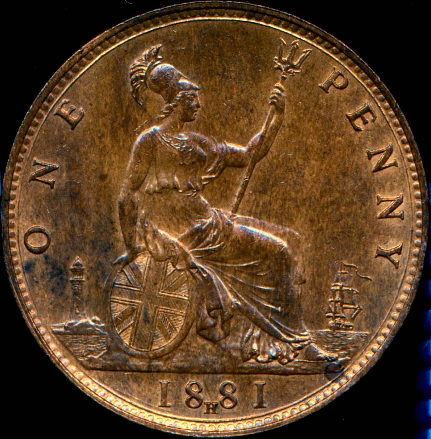 1881H Penny F108 Obv 11 Rev M AUNC/UNC