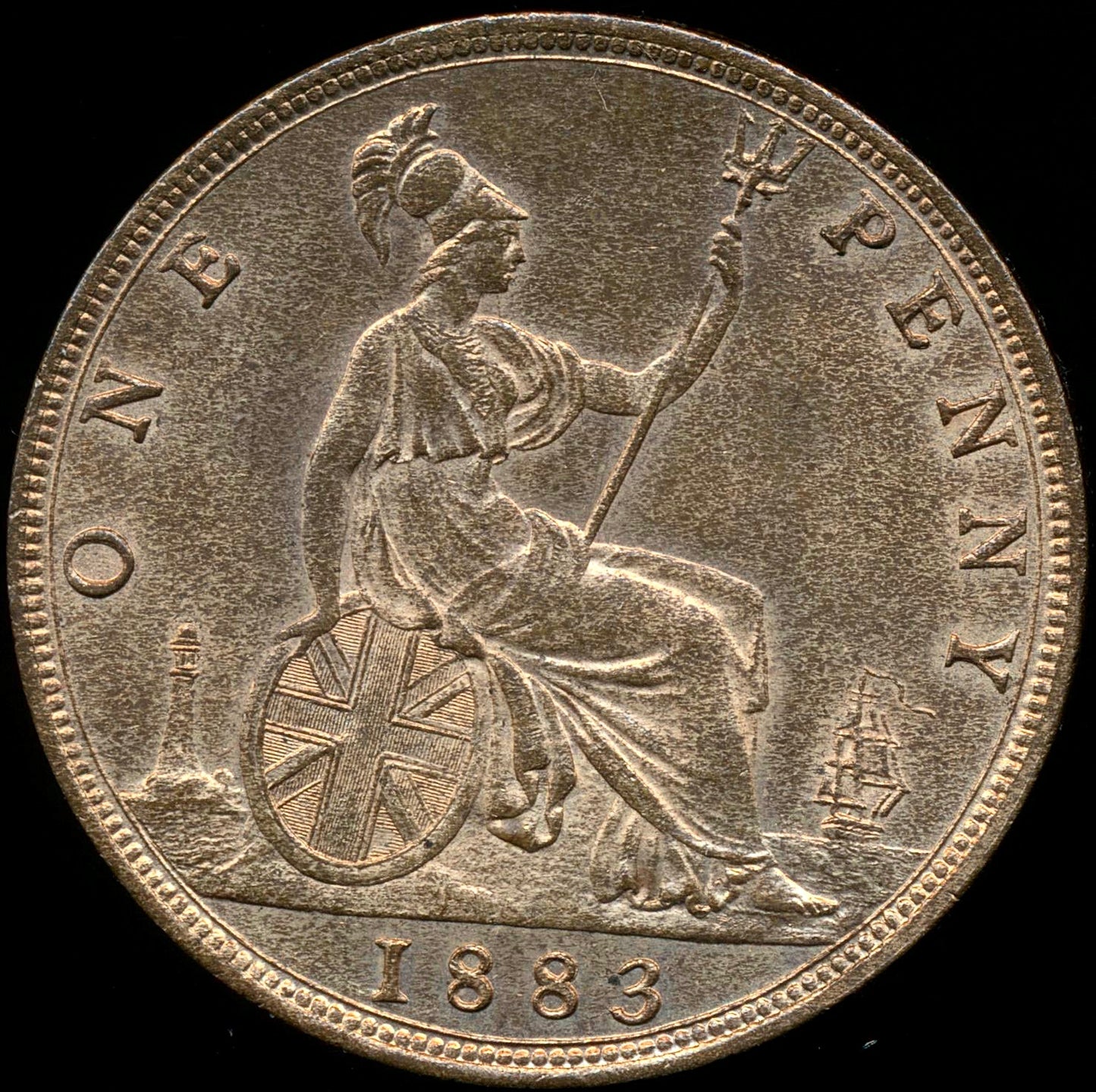 1883 Penny F116 Obv 11 Rev N UNC