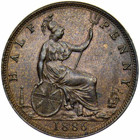 1886 Halfpenny F 356 AUNC
