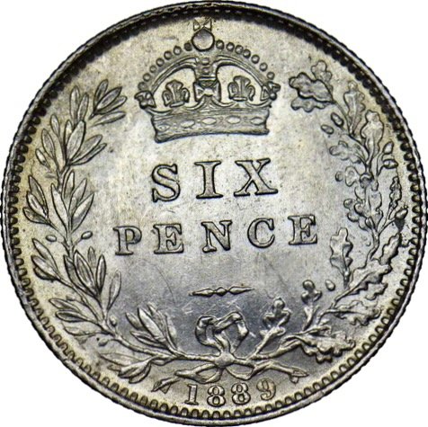 1889 Sixpence Jubilee head S3929 ESC 3279 UNC