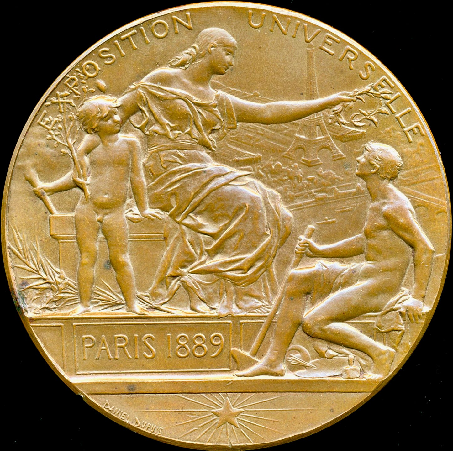 1889 FRANCE Exposition Universelle, Paris 63.5mm bronze medal by J-B Daniel Dupuis