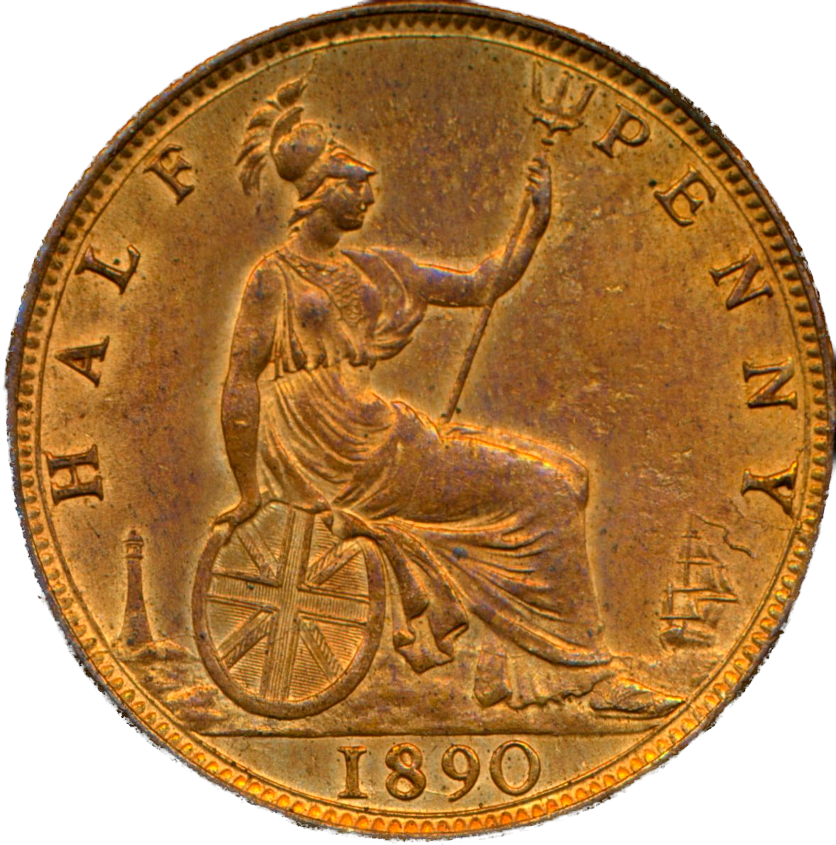 1890 Halfpenny F 362 UNC
