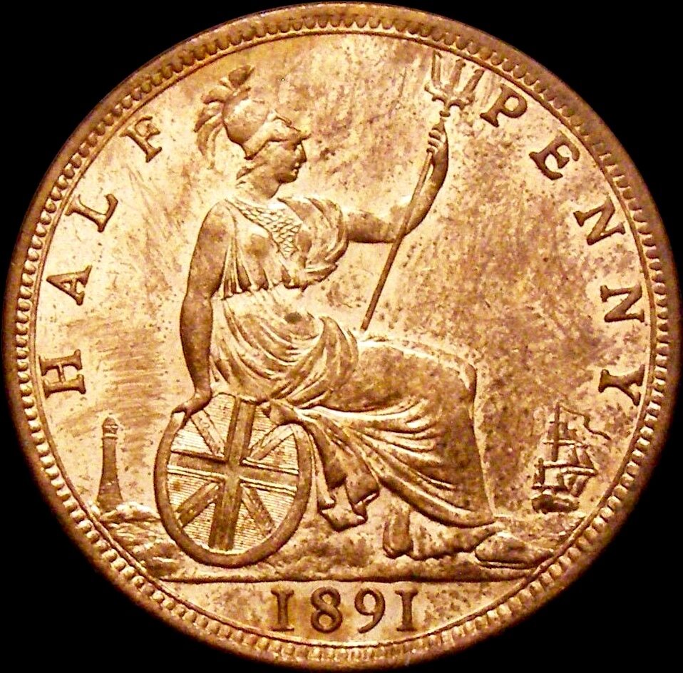 1891 Halfpenny F 364 UNC