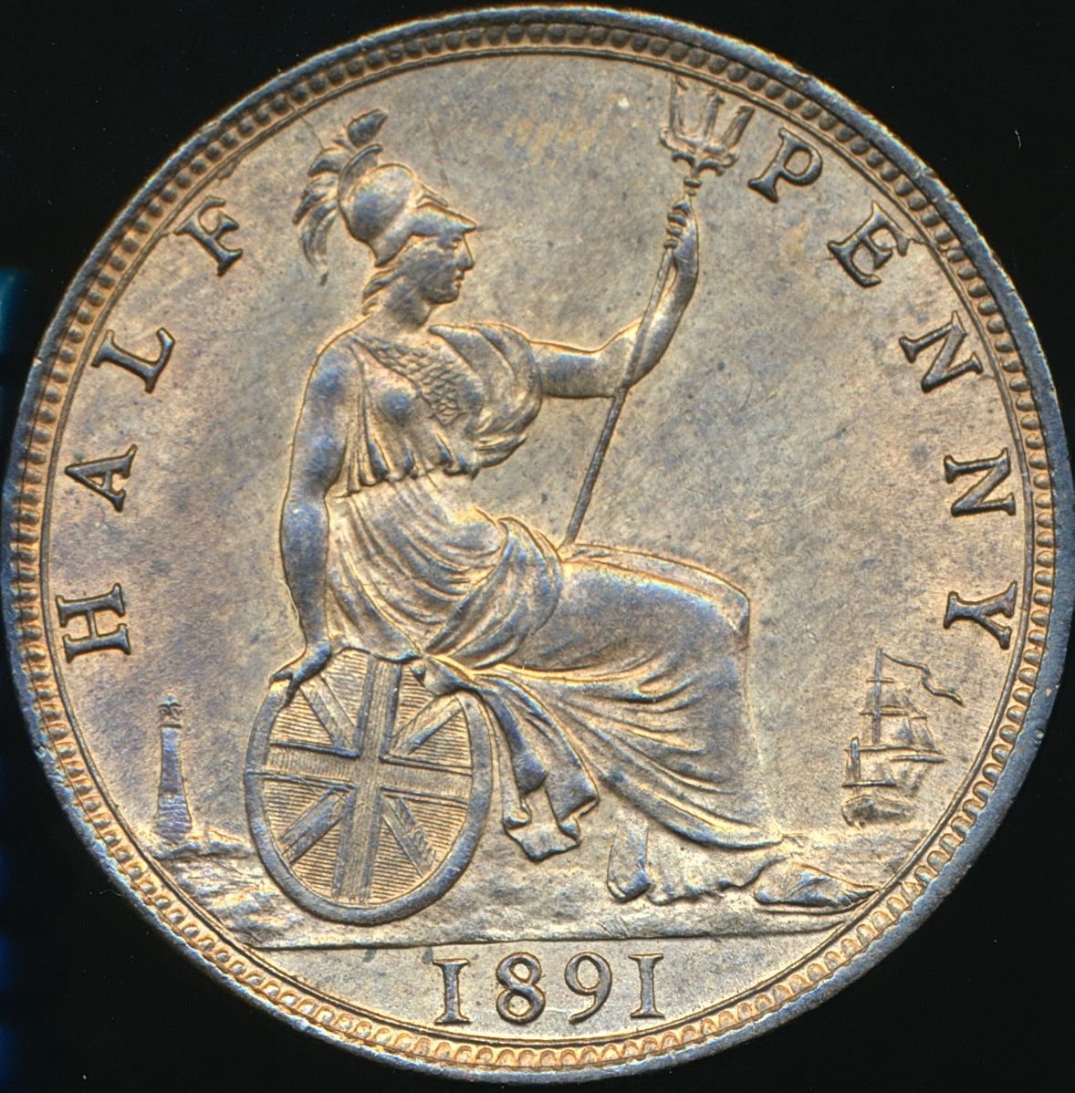1891 Halfpenny F 364 UNC