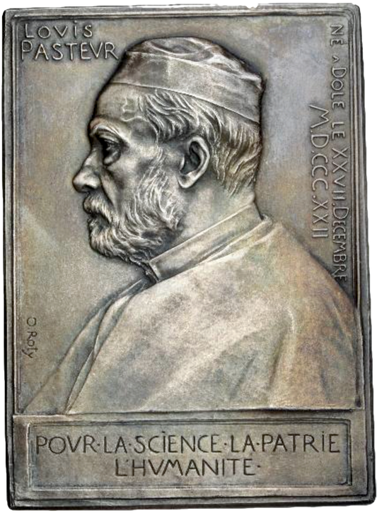 1892 FRANCE Louis Pasteur silvered bronze plaque 67.5*48.5mm in case by Oscar Roty