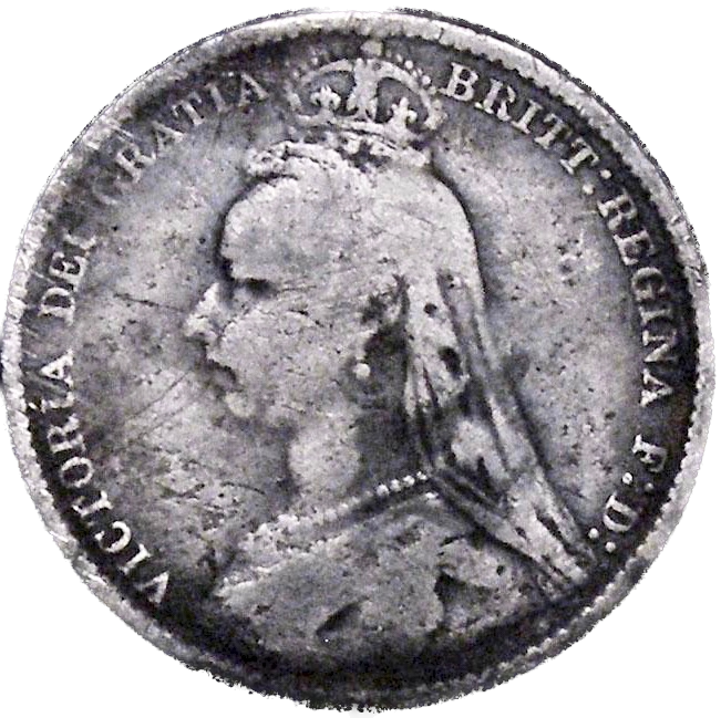 1893 Sixpence Jubilee head S3929 ESC 3284 Extremely rare (R3) VG