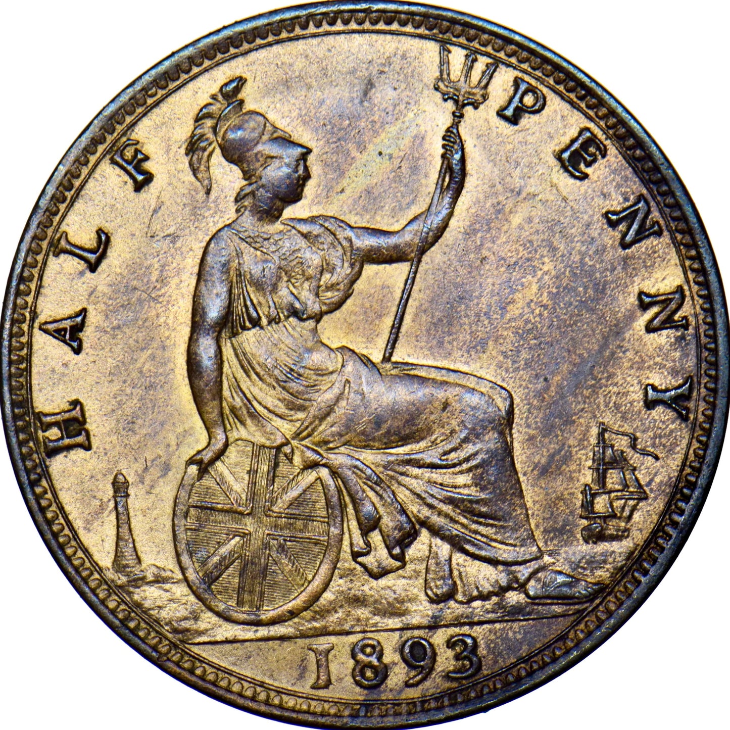 1893 Halfpenny F 368 AUNC