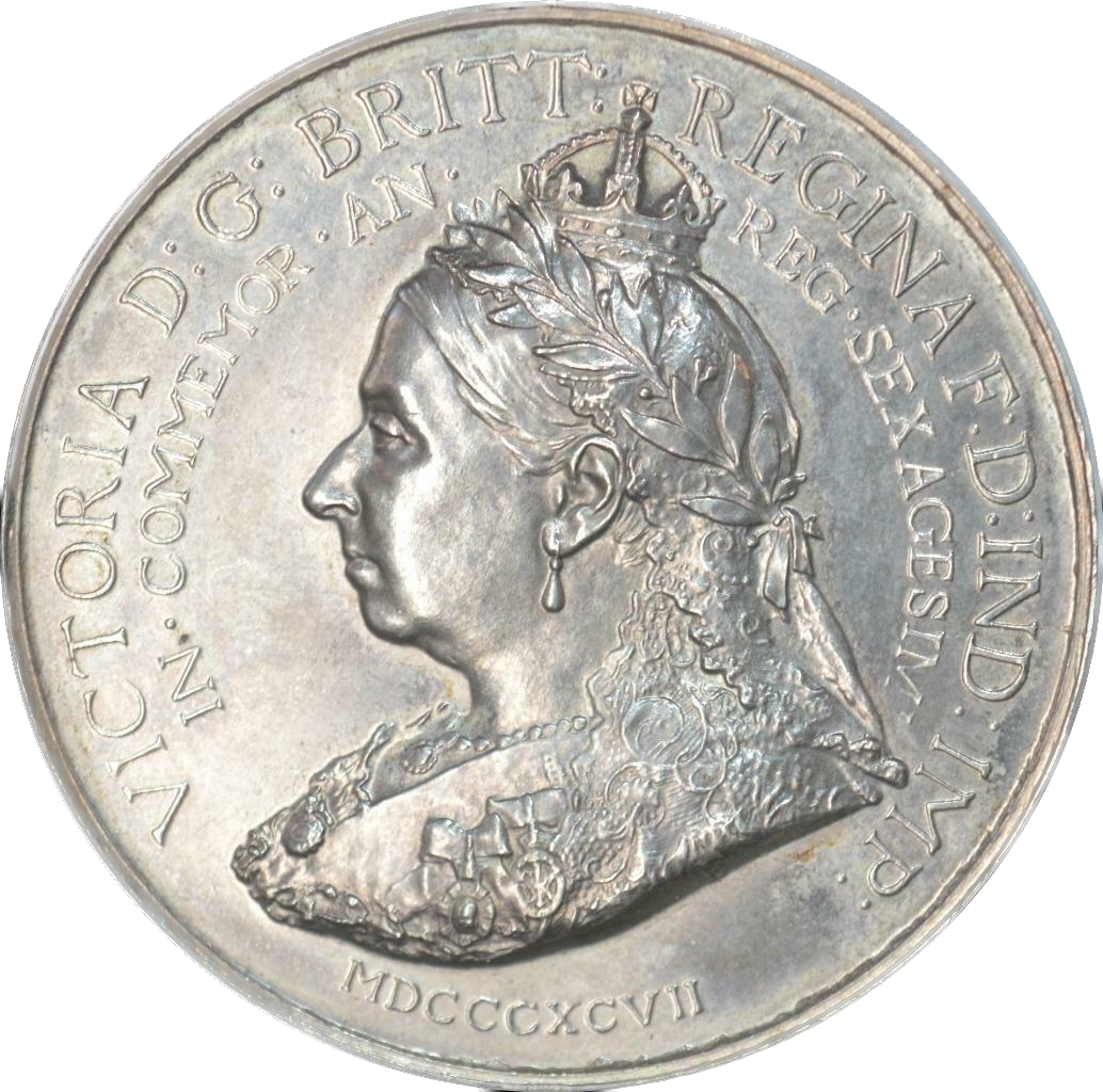 1897 Diamond Jubilee BHM 3512 51mm white meta medal in box of issue