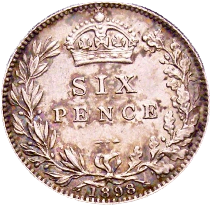1898 Sixpence Old veiled head Small date S3941 ESC 3291var AUNC
