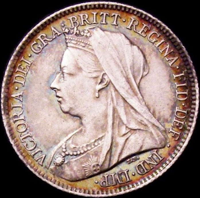 1898 Sixpence Old veiled head Small date S3941 ESC 3291var AUNC