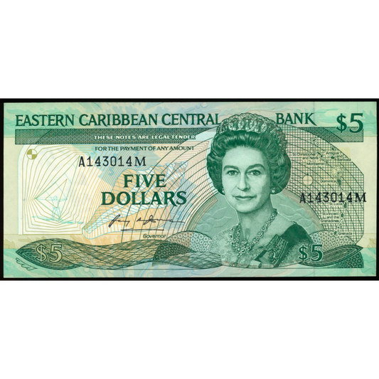 EAST CARIBBEAN P.18m Suffix M Montserrat 1985 $5 UNC