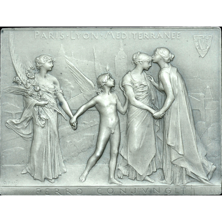 1901 FRANCE New Gare de Lyon in Paris sliver plaque by L.-O. Roty BDM V, 239 EF