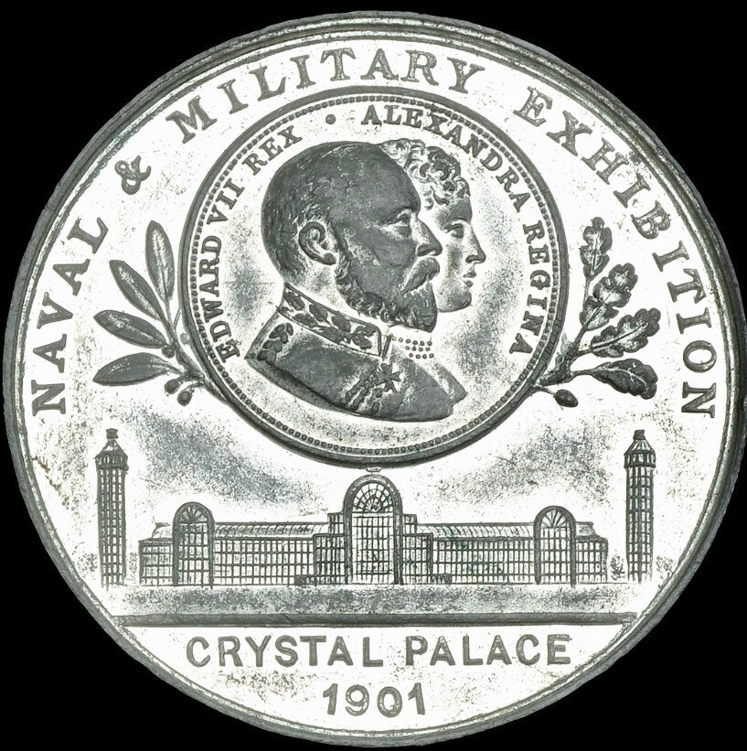 1901 Crystal Palace Exhibition 38mm white metal medal BHM 3734 E1858 EF