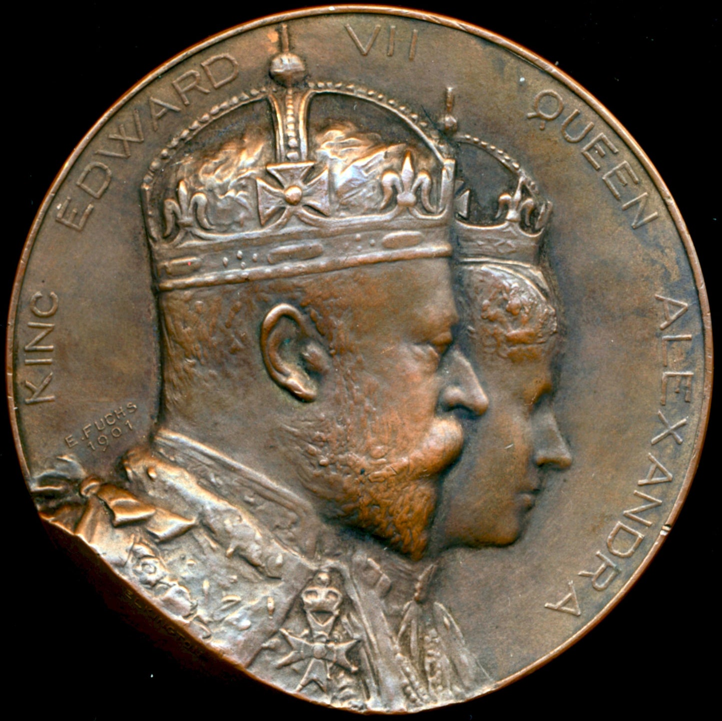 1902 Coronation bronze medal boxed by E Fuchs E1870a BHM 3772 AUNC